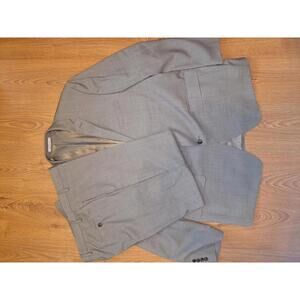 Joseph Abboud 2 Piece Suit 46R 36x33 Beige Wool Nailhead